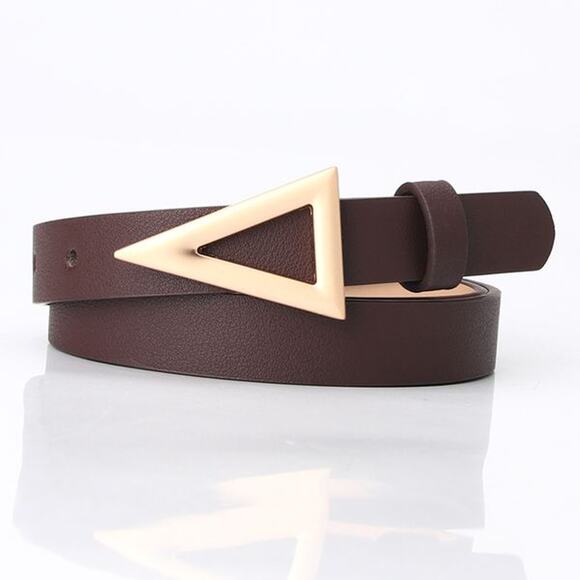 2/$30 Belt Classic Coffee Chocolate Brown Gold Buckle Faux Leather Arrow - Picture 1 of 6
